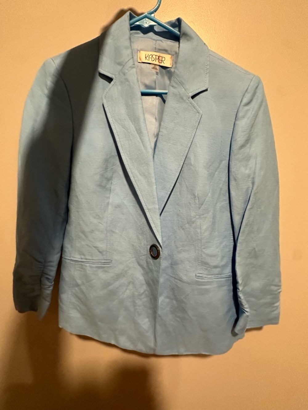 Kasper Light Blue Single-Button Blazer